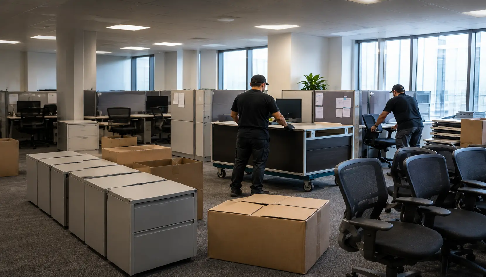 Office furniture liquidation and removal project in Houston office space